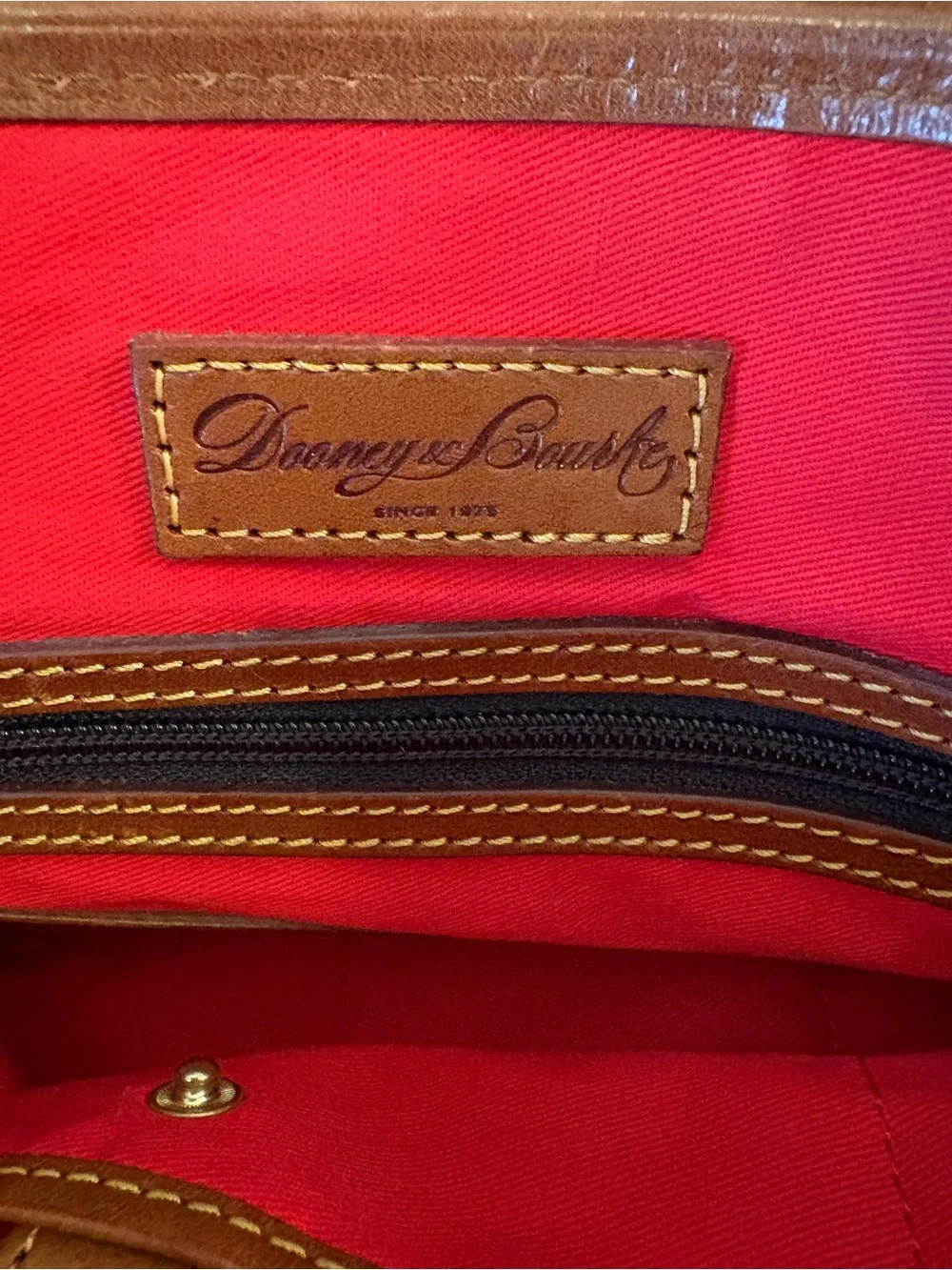 Dooney & Bourke Wilson Satchel Tangerine Orange Pebbled Leather Brown Trim Bag